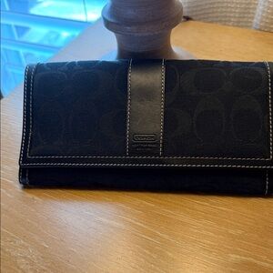 Coach Black Signature Wallet Canvas and Leather